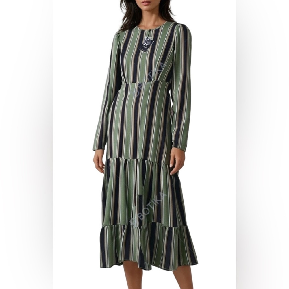 Area Stars Long Striped Tiered Dress